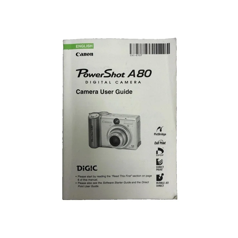 Canon PowerShot A80 Manual User Guide Instruction Booklet CDI-E107